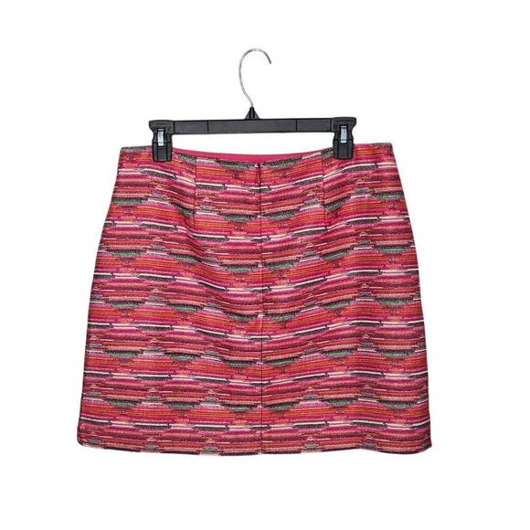 Loft Ikat Jacquard A-Line Mini Skirt Size 8 Medium Textured Pink Geometric - Picture 2 of 9